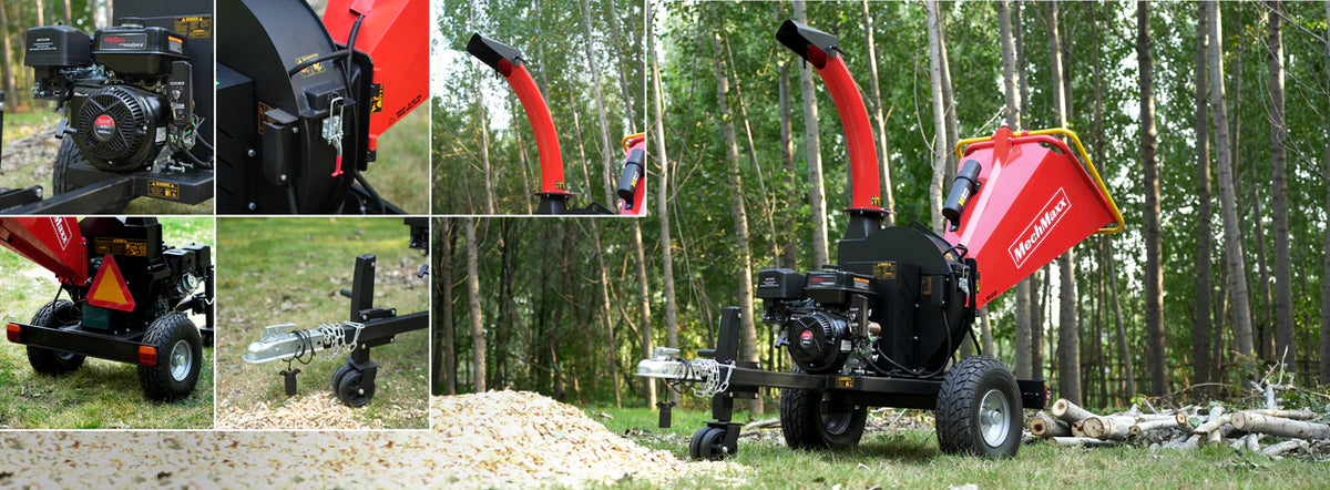 5 inch E-start DUCAR 420cc 15hp Gasoline Engine Powered Disc Wood Chipper with Taillight ,  P4205