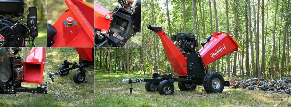 MechMaxx 6 inch ZONSEN E-Start 459cc 15hp Gas Powered 4 - Wheel Drum Wood Chipper with Taillight ,  B150