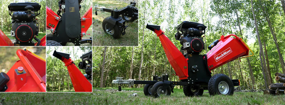 MechMaxx 8 inch ZONSEN E-Start 1000cc 35hp Gas Powered 4 - Wheel Drum Wood Chipper with Taillight ,  B200