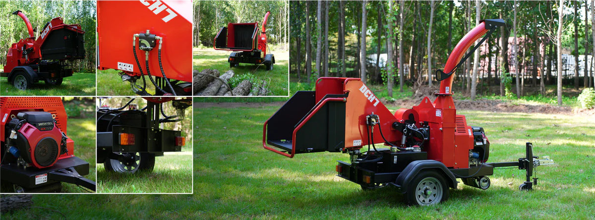 MechMaxx HONDA GX690 22HP 688cc Twin Cylinder Gasoline Engine Powered 7" Hydraulic Feeding Wood Chipper,  DCH7