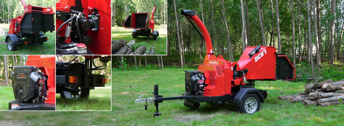 MechMaxx 25hp 750cc Twin Cylinder ZONSEN Petrol Engine 7" Hydraulic Feeding Wood Chipper,  DCH7
