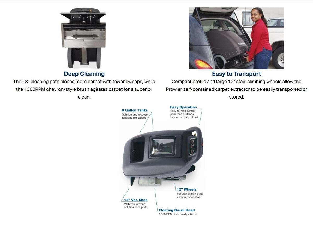 Prowler Self-Contained Carpet Extractor 9 Gallon